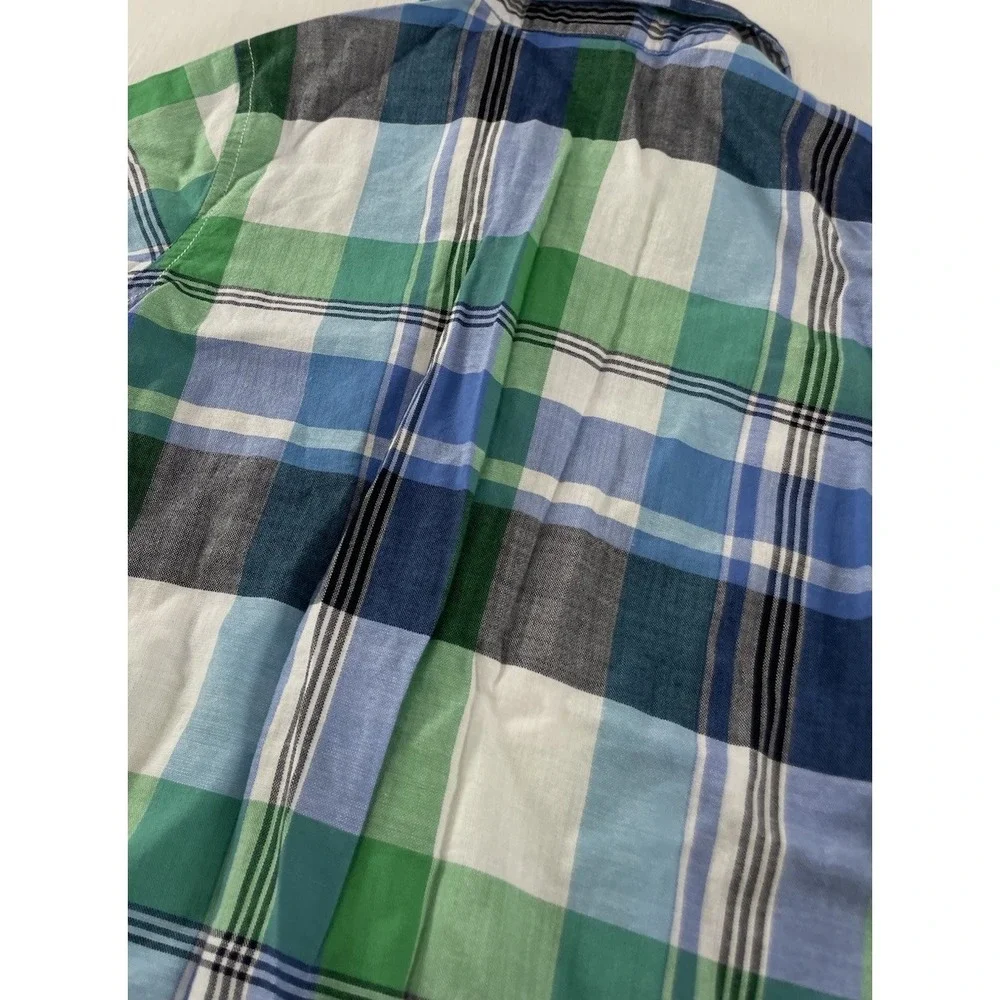 Gymboree Summer Picnic Boys Short Sleeve Button Down Plaid Shirt‎ Size Small 5/6